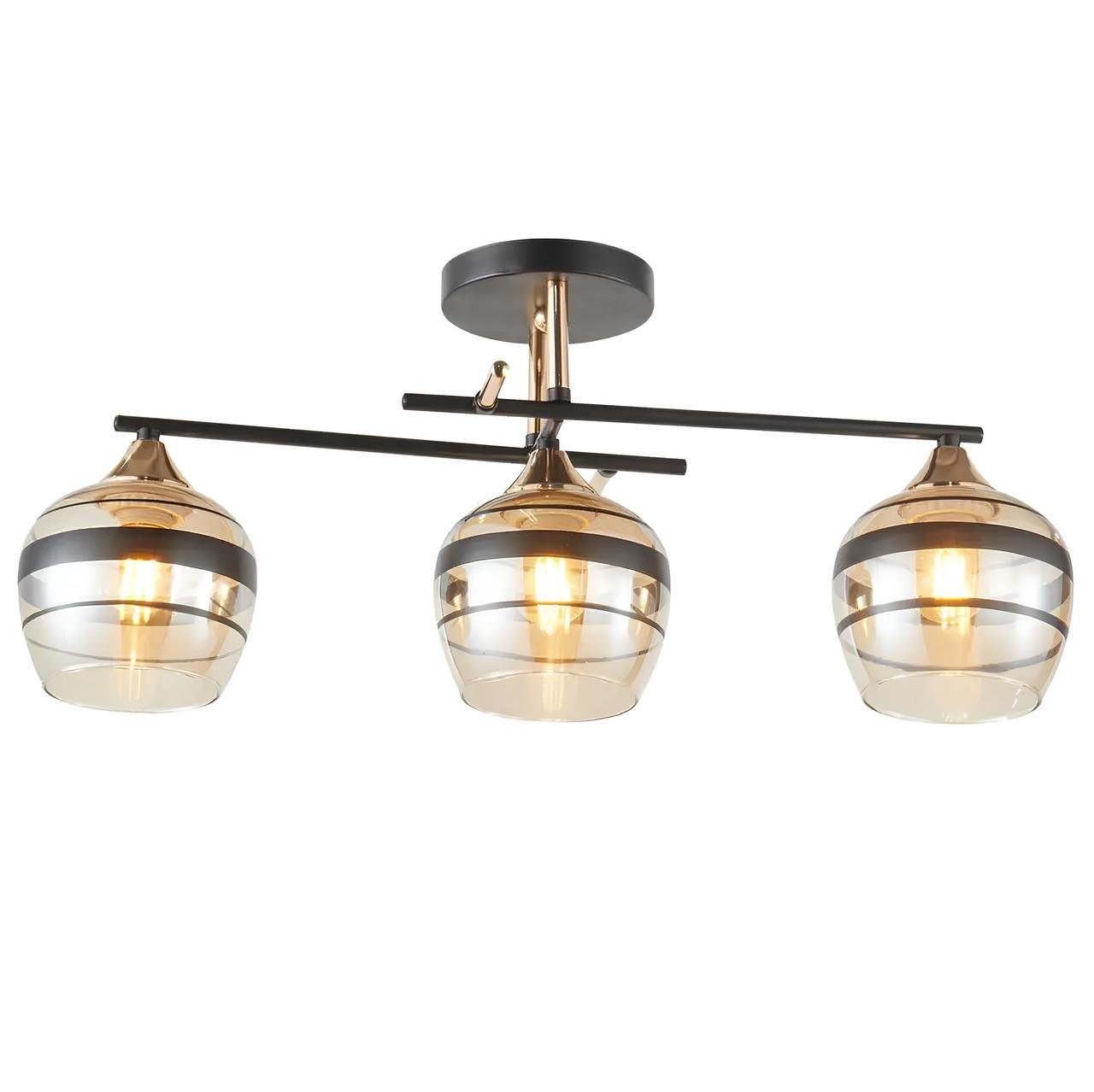 Люстра стельова на 3 плафона Valeso V 6311-3 BK+FG Чорний/Золотий