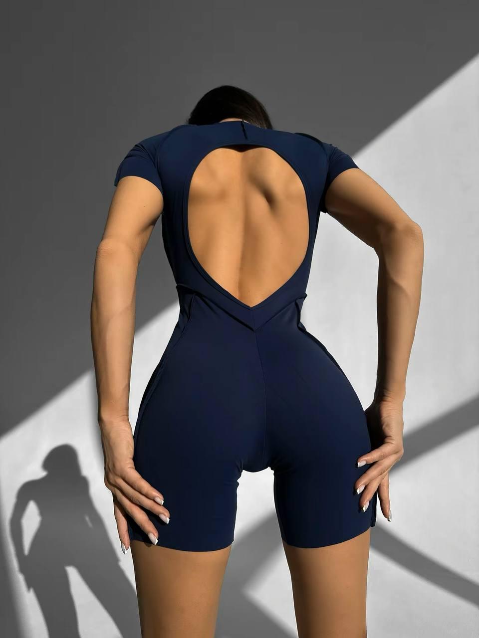 Комбінезон спортивний короткий з імітацією корсета з чашками та без пуш-ап S Темно-синій (MJSH06S) - фото 6 Комбінезон спортивний короткий з імітацією корсета з чашками та без пуш-ап S Темно-синій (MJSH06S) - фото 6