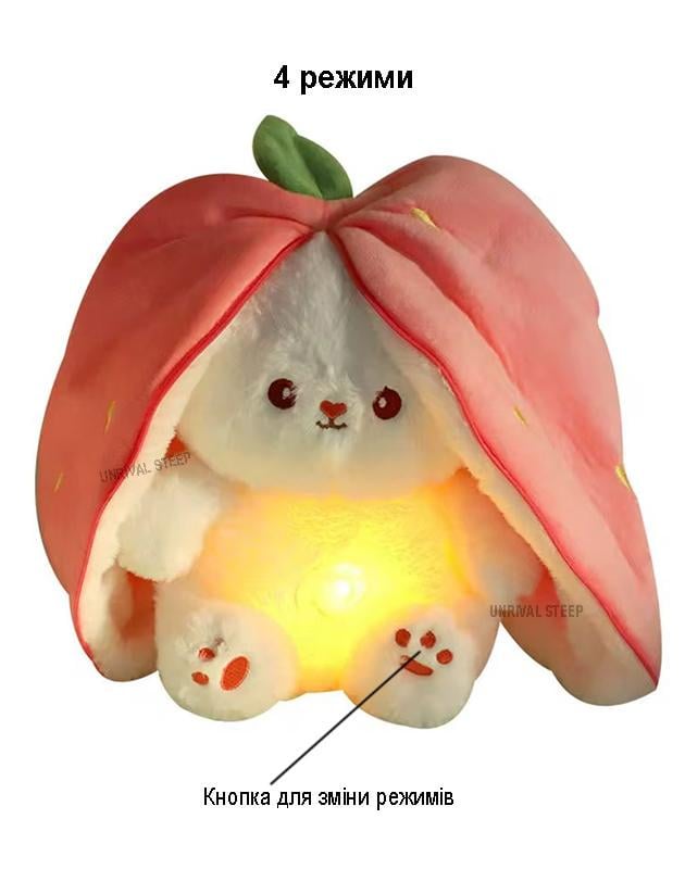 М'яка іграшка дитяча Дихаючий заєць плюшева з підсвіткою для сну 30 см Рожевий - фото 4 М'яка іграшка дитяча Дихаючий заєць плюшева з підсвіткою для сну 30 см Рожевий - фото 4