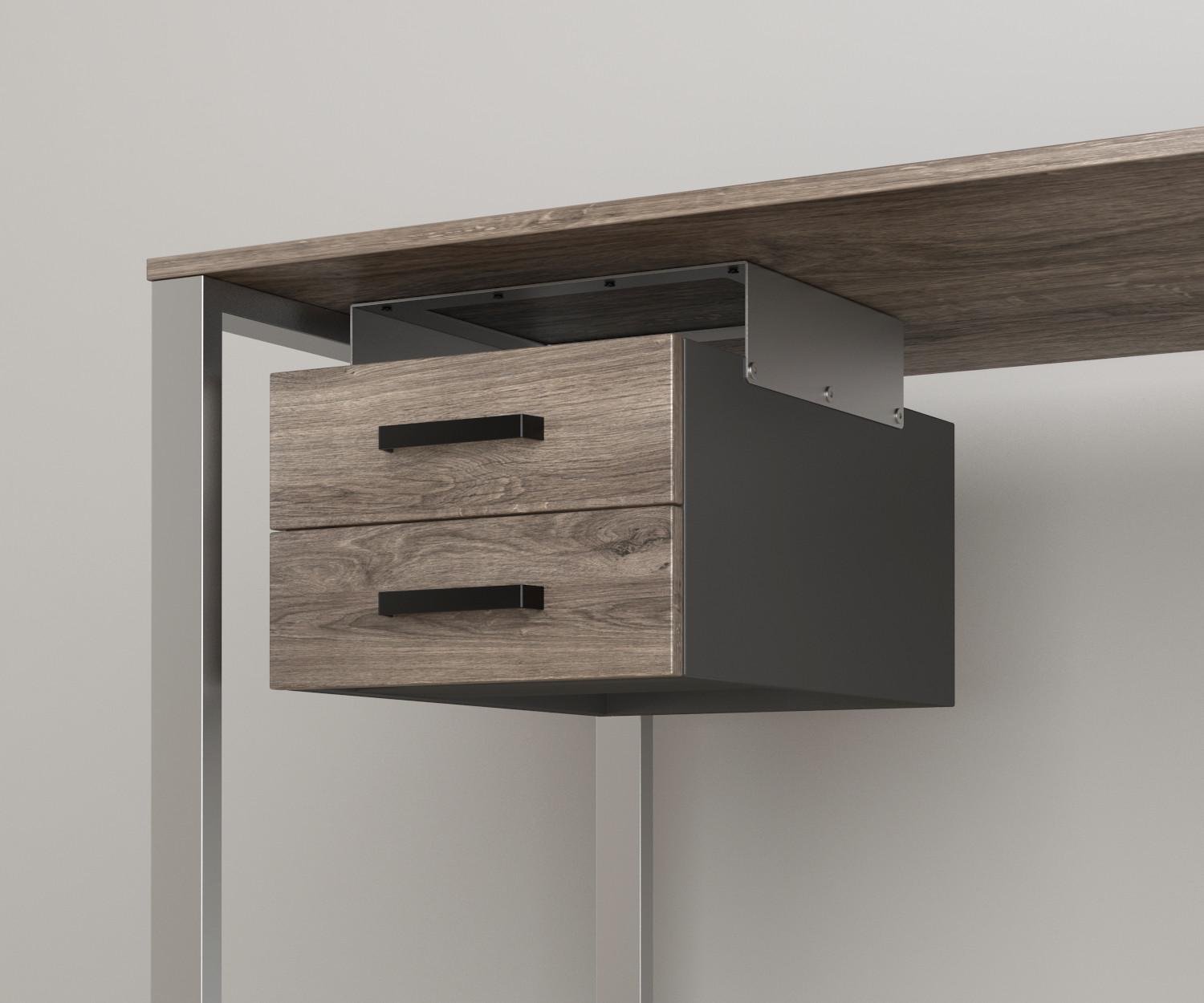 Навесной ящик двойной для стола Loft Design BX-2 Дуб Палена/Серебристый (12517671)