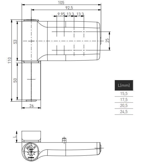 Петля дверная Medos JOCKER 3D 120 кг наплав 15,75-19,25 мм Коричневый RAL8019 (9018019175A) - фото 2