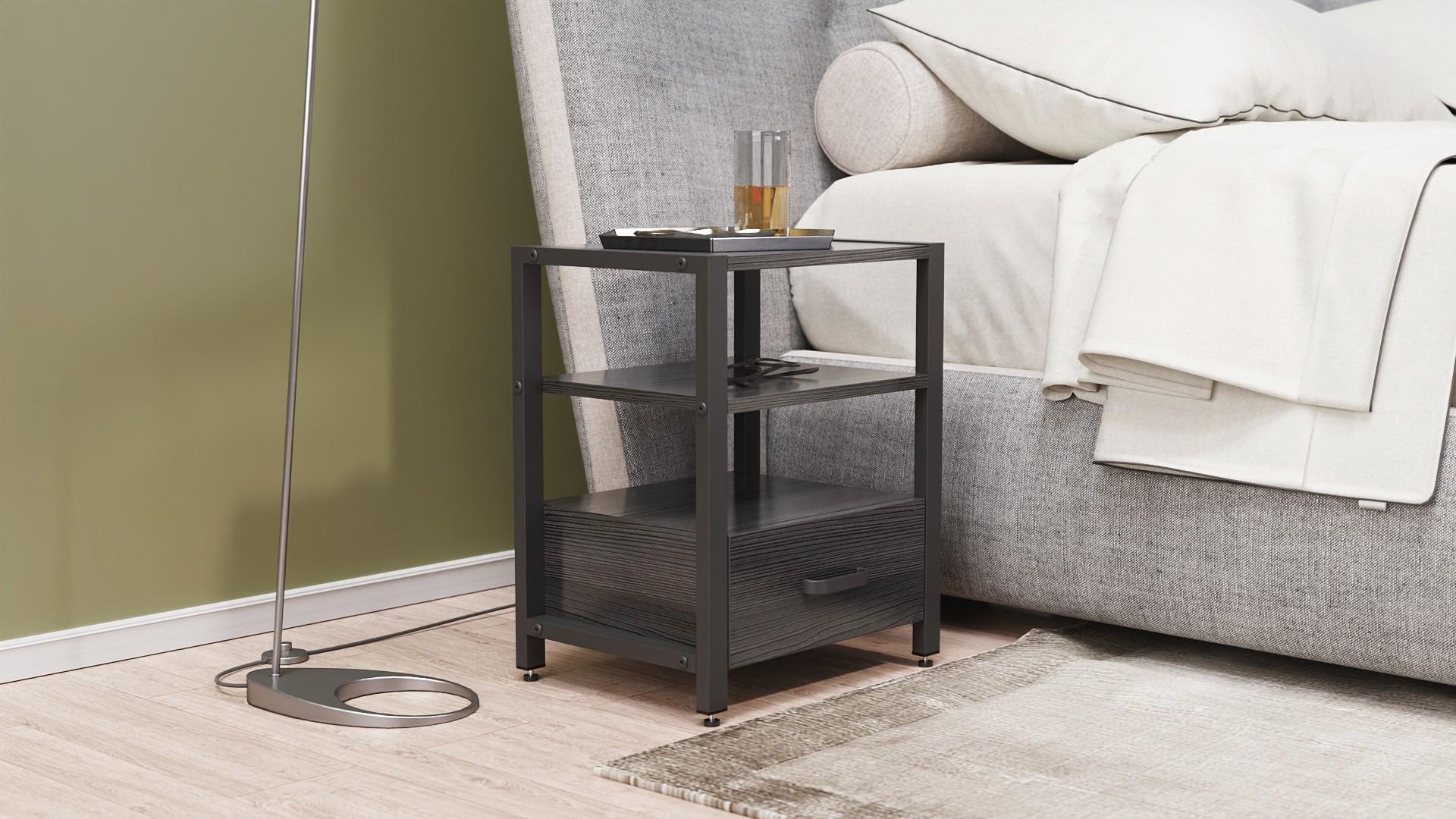 Тумба универсальная Ferrum-decor Вивьен 1/1 ДСП 16 мм 50x41x40 см Черный/Сосная Кембра (FRD-104144)