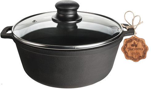 Кастрюля чугунная Maysternya со стеклянной крышкой 5 л - фото 1