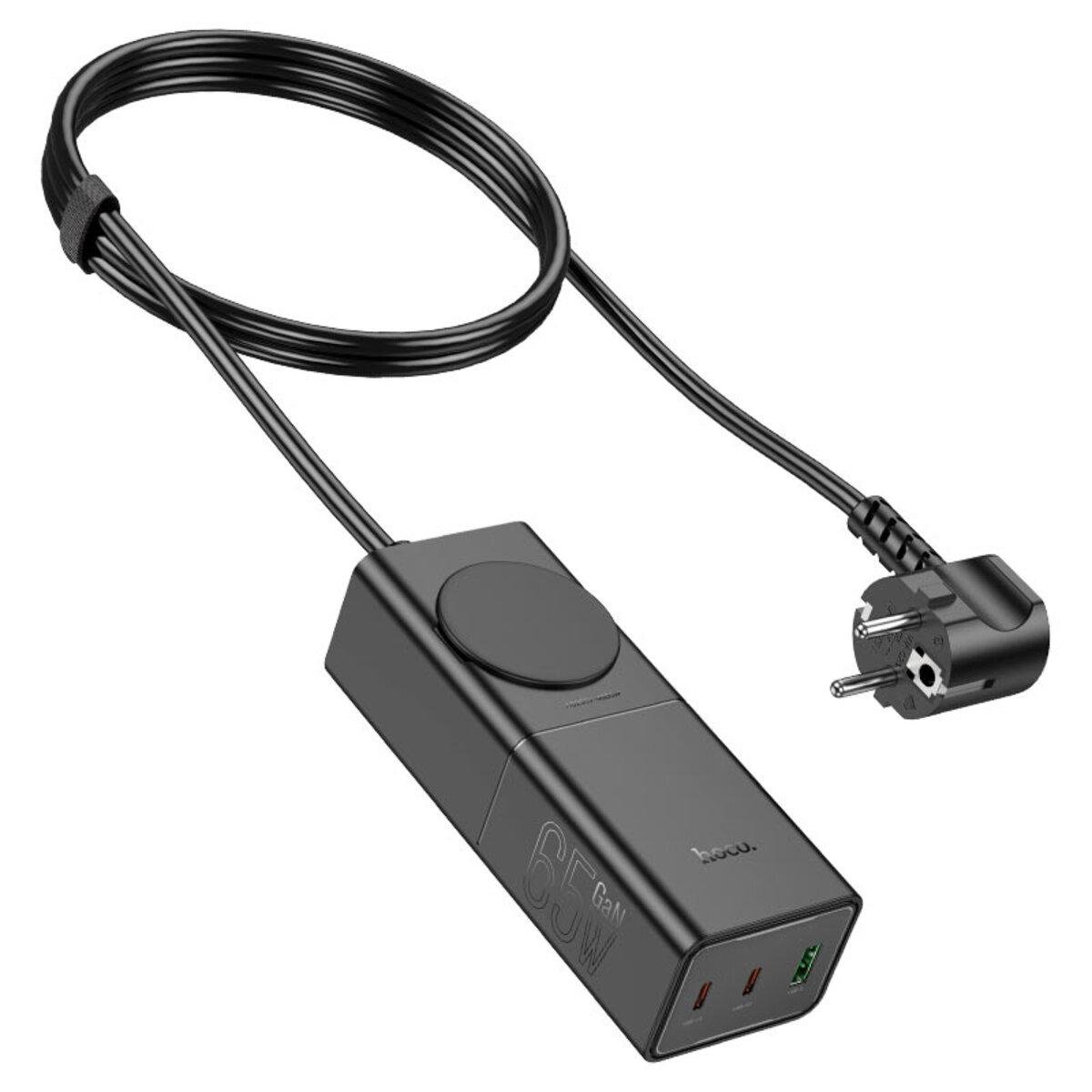 Удленитель Hoco NS4 Sharp PD65W 2C1A desktop socket EU/GER Black (6942007617352)