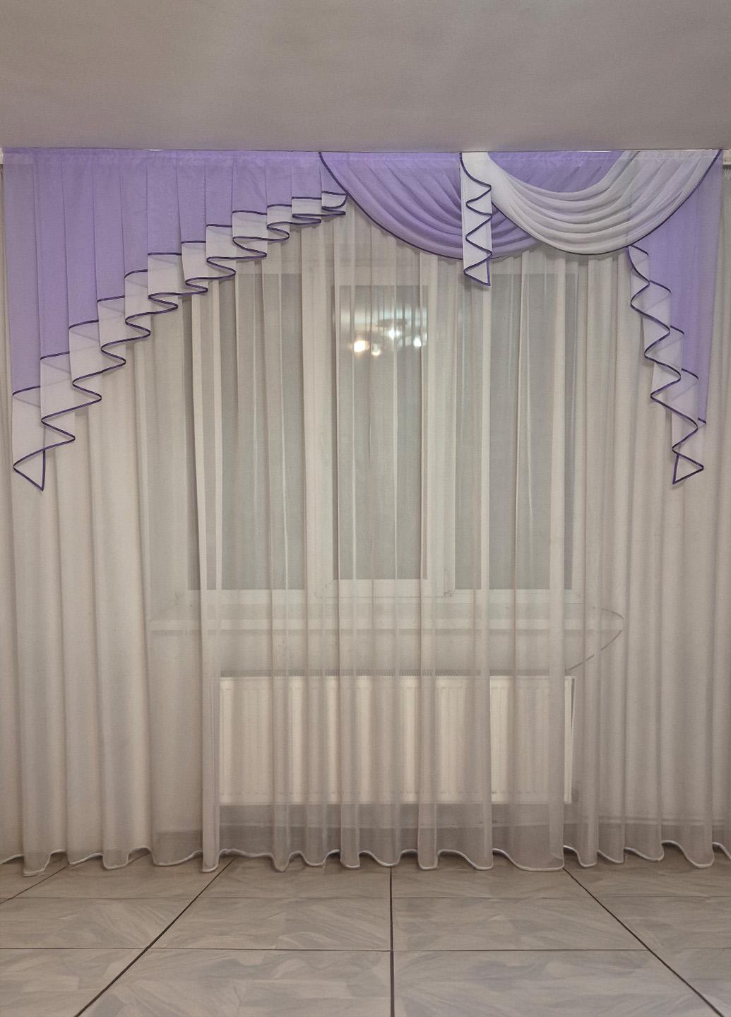 Ламбрекен асиметричний Firanka карниз 250 см Фіолетовий/Білий (20_9_2,5м) - фото 1