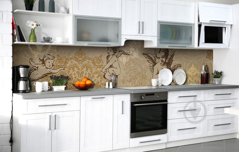 Скинали на кухню Zatarga «Полёт ангелов» 600х3000 мм виниловая 3Д наклейка кухонный фартук самоклеящаяся