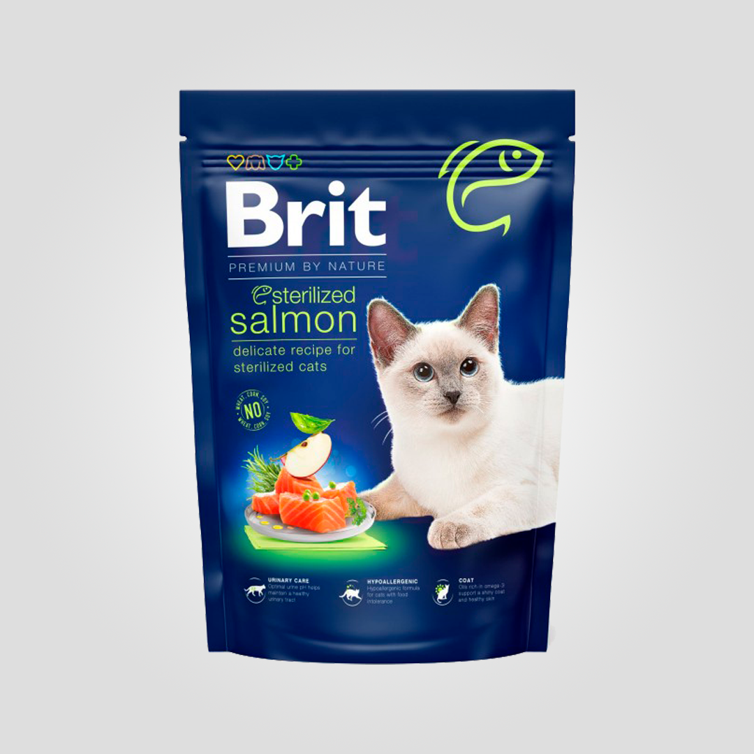 Корм сухой Brit Premium Cat by Nature Sterilised Salmon для стерилизованных кошек с ягненком 800 г (20504413)