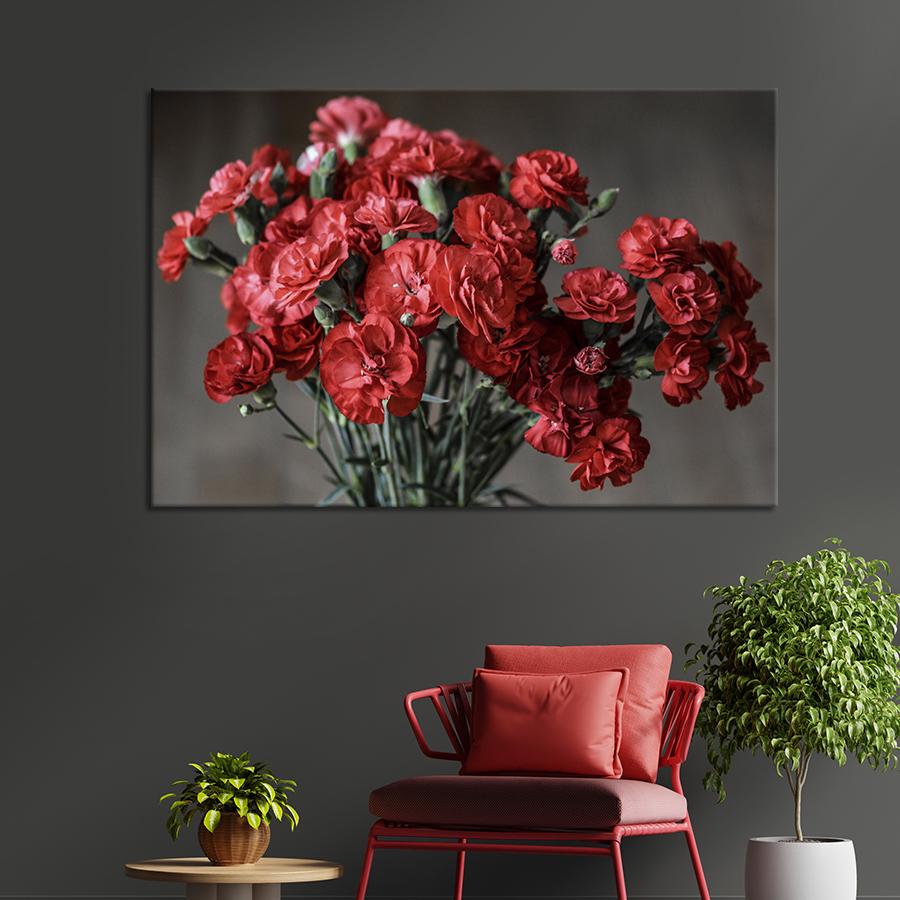 Картина на холсте Красные гвоздики 51x34 см (793-1)