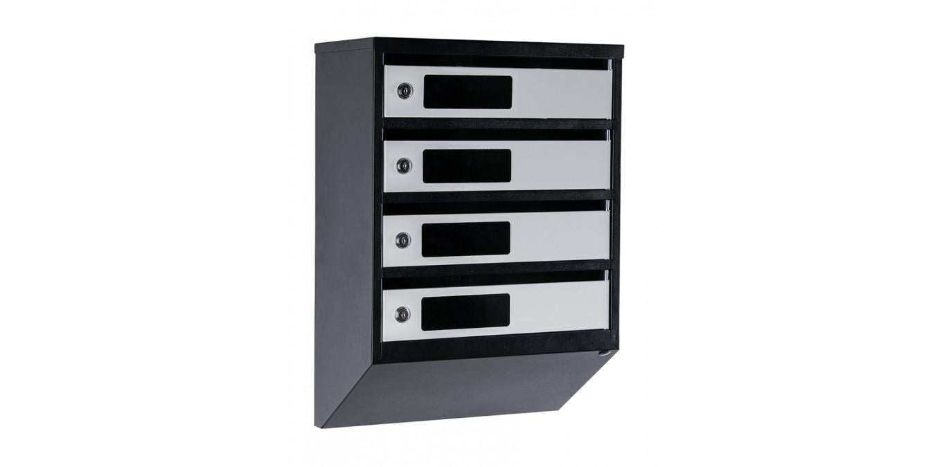 Почтовый ящик многосекционный Галіндустрія ЯП-04-С из металла на 4 квартиры с замком 390х550х200 мм Черно-серый (124-119-000004074)