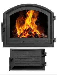 Дверки чавунні для каміна з термостійким склом 42х49 см та піддувальні 16x26 см - фото 6