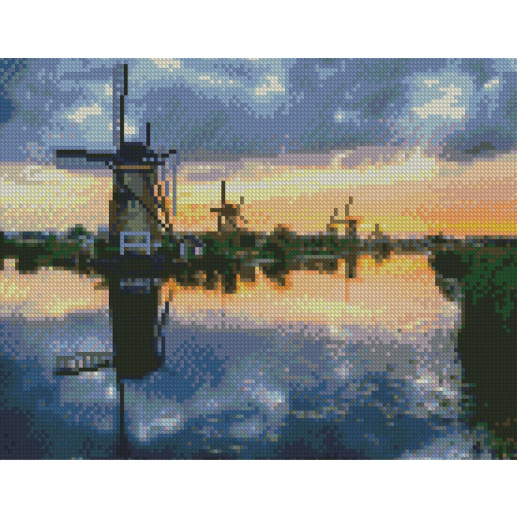 Алмазная мозаика Strateg Мельница возле озера 30x40 см (Str-HX220)