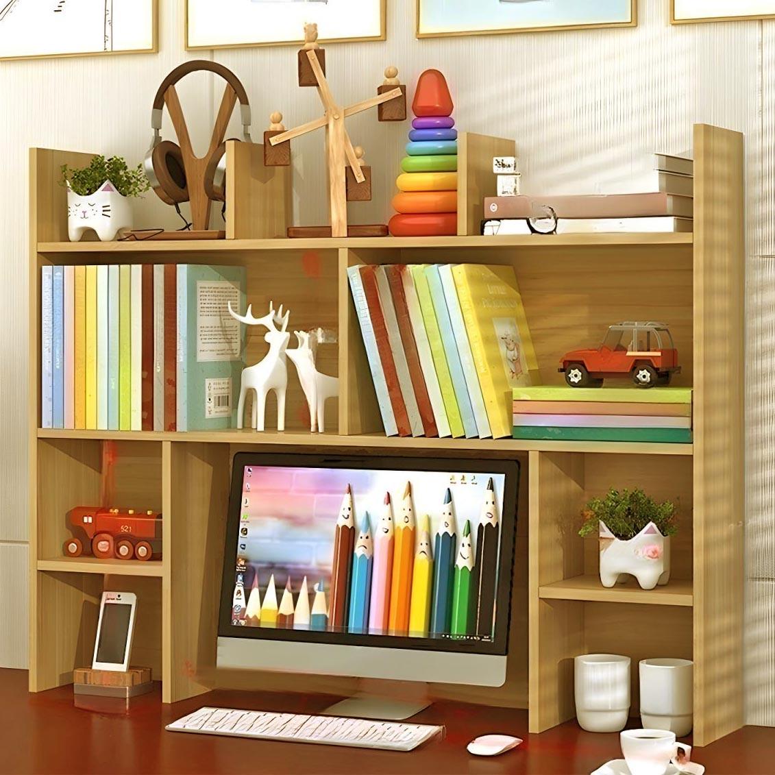 Полка-надстройка настольная из дерева Эвелора карри (АКД-005003)