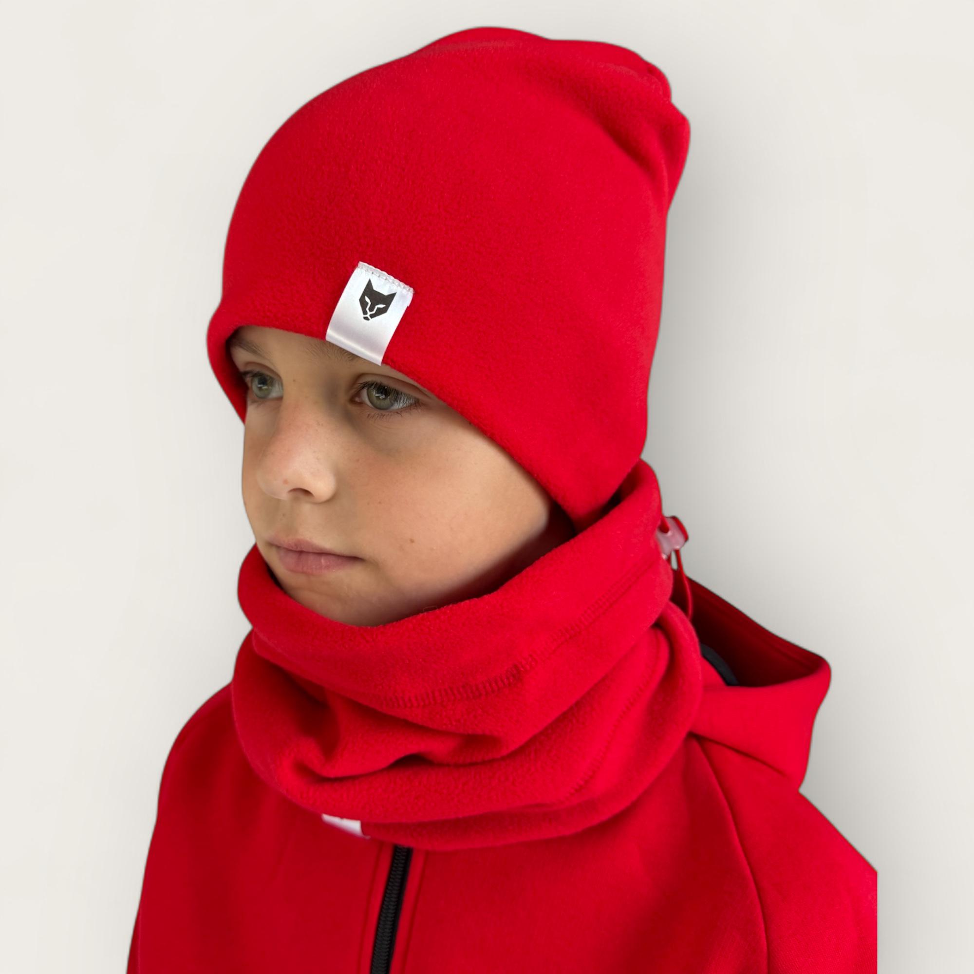 Набір шапка та снуд із мікрофлісу для тренувань та прогулянок 58 см Червоний Набір шапка та снуд із мікрофлісу для тренувань та прогулянок 58 см Червоний
