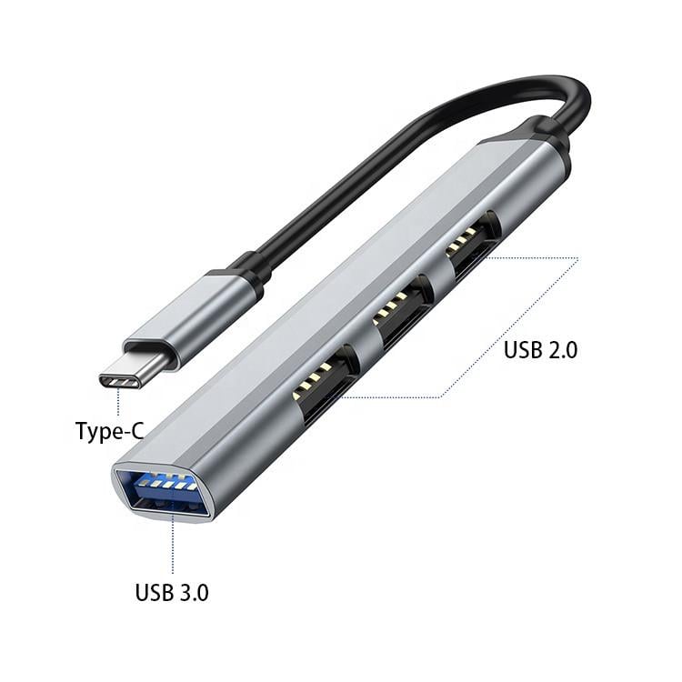 Концентратор/разветвитель для ноутбука на 4 порта USB Type-C хаб Addap UH-05C USB - фото 3