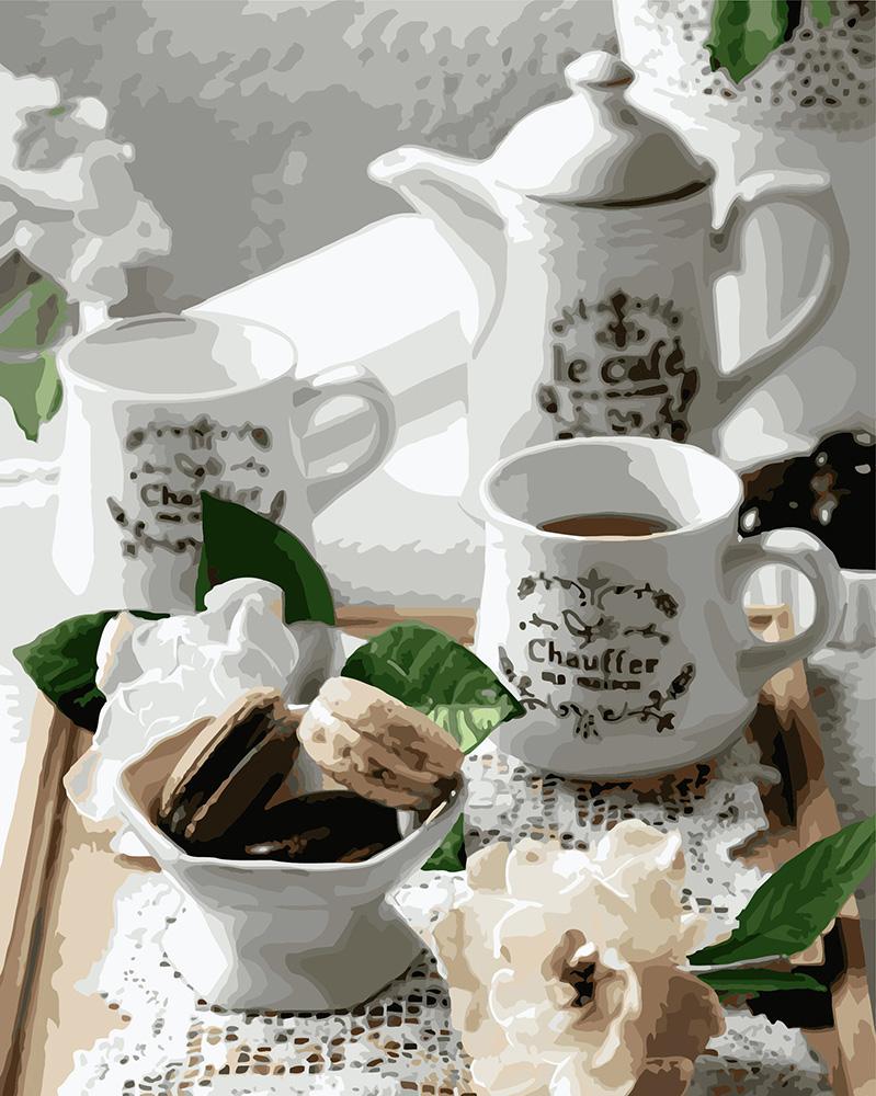 Картина по номерам Идейка Кофе с макарунами 40x50 см (KH5588)