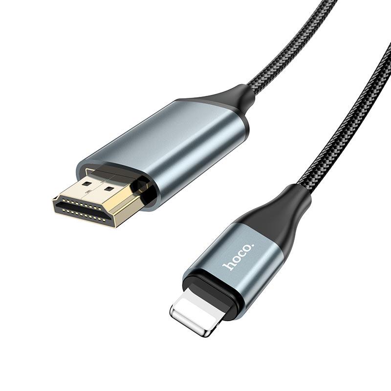 Кабель Hoco UA15 Lightning to HDMI 1080p HD нейлоновая оплетка 2 м Серый