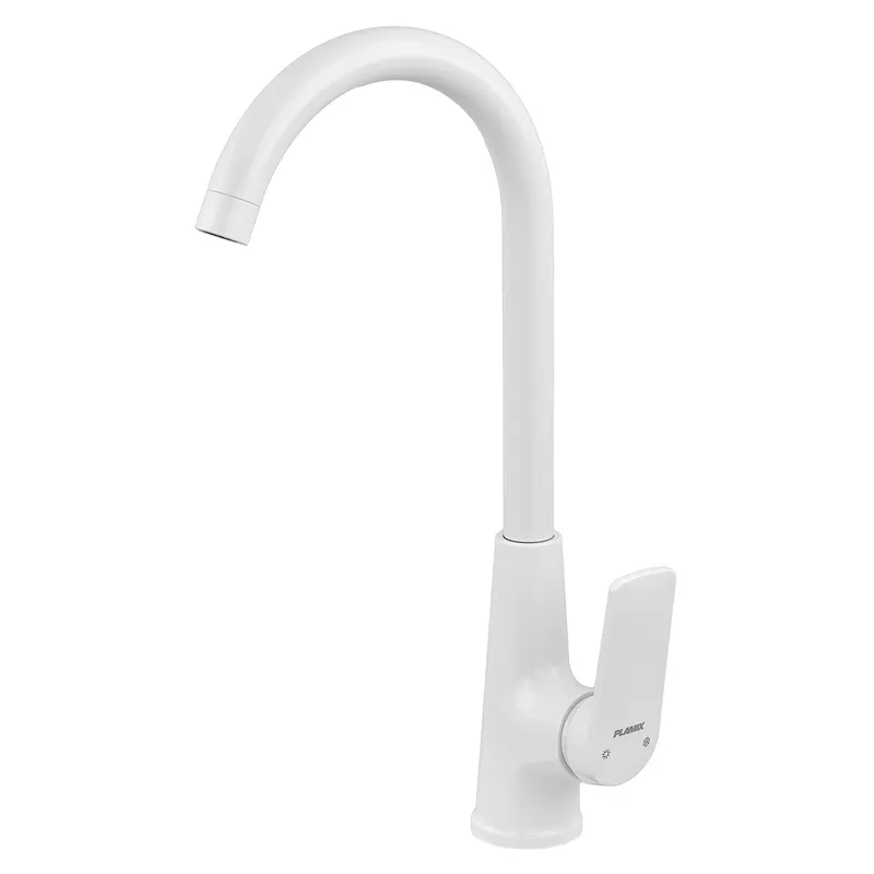 Смеситель PLAMIX LUCAS-011 с высоким изливом однорычажный пластик Белый (b-PM0714)
