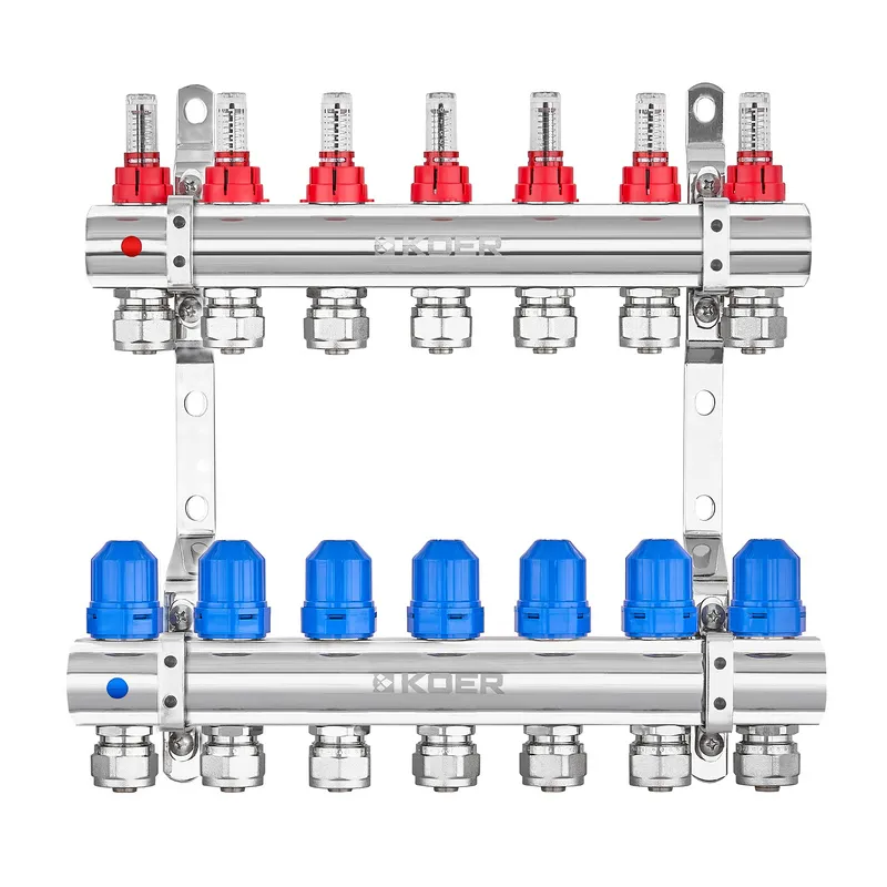 Коллекторный блок с расходомерами и евроконусами KOER KR.1210-7 1"x7 WAYS (KR5269)