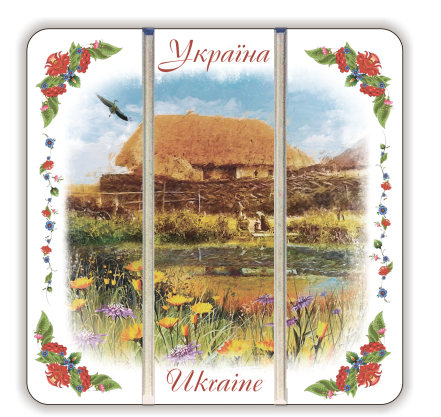 Подставка под чашку костер Украина Дом с озером 10х10 см (укк01т710х10)