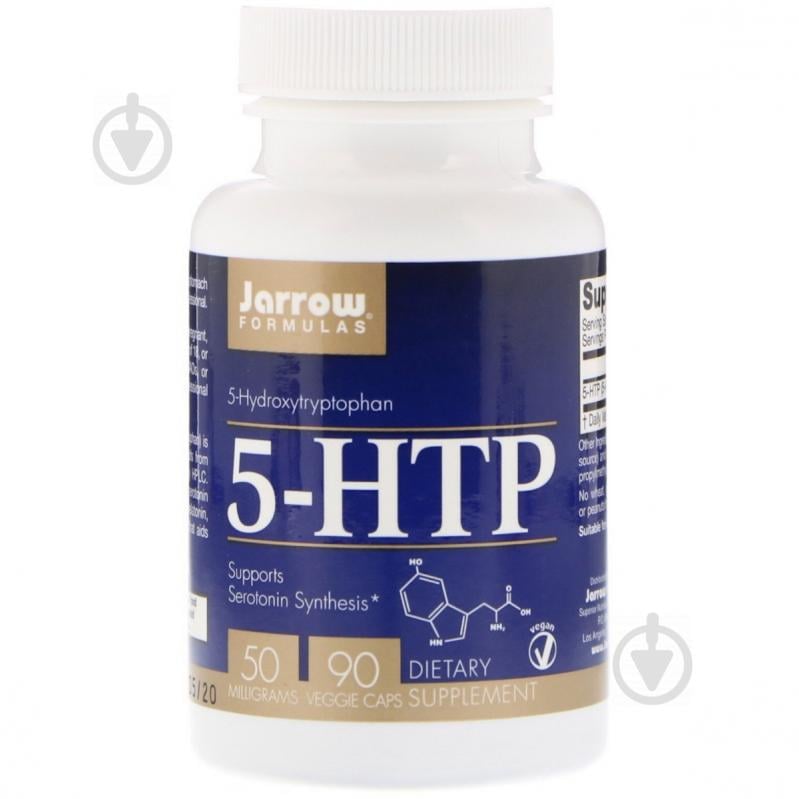 5-HTP (Гідрокситриптофан), Jarrow Formulas, 50 мг, 90 Вегетаріанських капсул - фото 1