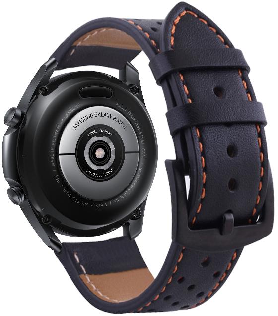 Ремешок кожаный Classico для Galaxy Watch 3 45 мм Black/Orange (16875)