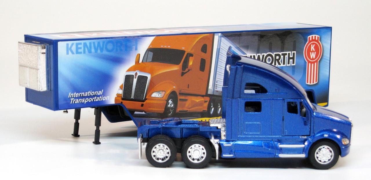 Машинка Kinsmart металлическая KT1302W Kenworth T700 with container Cиний - фото 6 Машинка Kinsmart металлическая KT1302W Kenworth T700 with container Cиний - фото 6