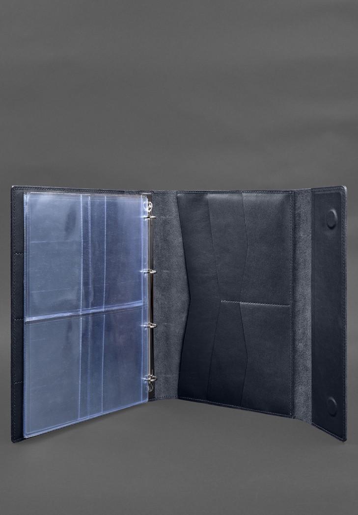 Шкіряна папка для документів сімейна А4 на сегрегаторі з файлами Темно-синій (A-028630) - фото 3 Шкіряна папка для документів сімейна А4 на сегрегаторі з файлами Темно-синій (A-028630) - фото 3