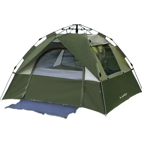 Палатка туристическая LUGI camping автоматическая с москитной сеткой и окнами с ковриком при входе 200х195х140 см (5b2b801e)
