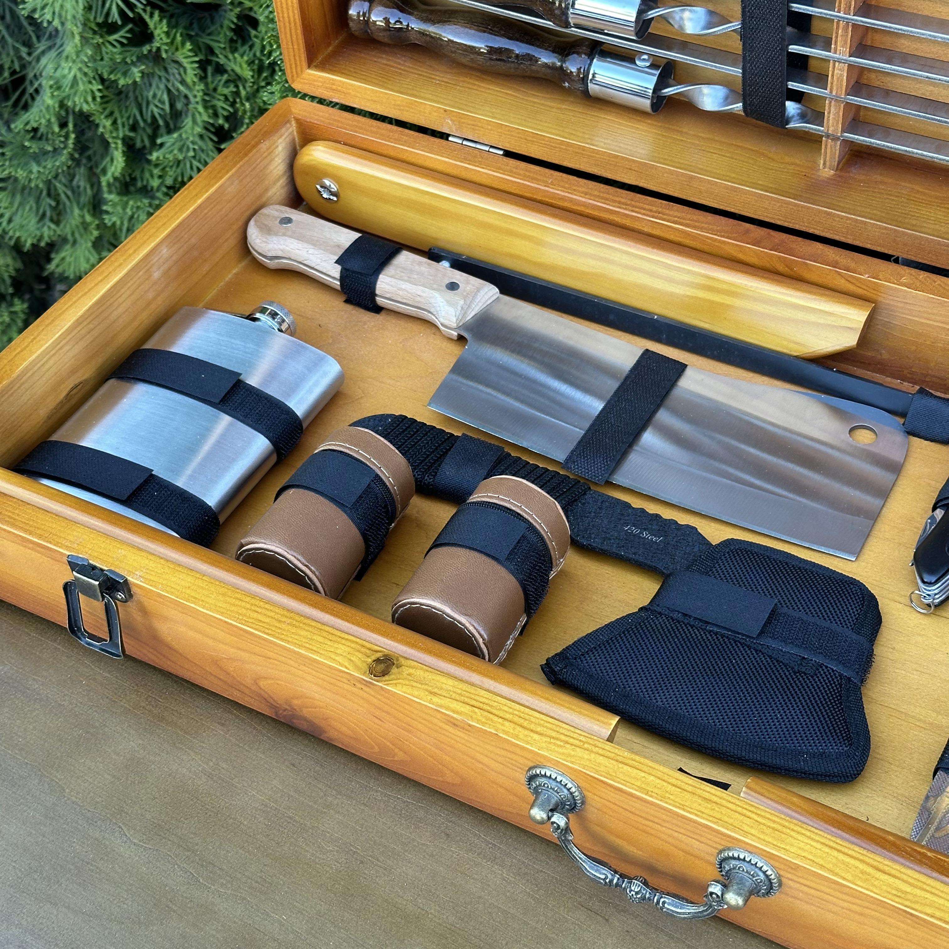 Подарунковий набір шампурів Mzavod Пікнік із нержавіючої сталі в дерев’яному кейсі-стілі 680x300x110 мм (136-17-1191510000808) - фото 10 Подарунковий набір шампурів Mzavod Пікнік із нержавіючої сталі в дерев’яному кейсі-стілі 680x300x110 мм (136-17-1191510000808) - фото 10