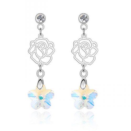 Серьги с кристаллами Сваровски Showfay 11101125 Белый/Прозрачный