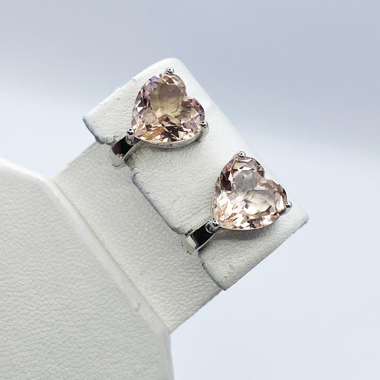 Серьги серебряные Сердце с морганитом 4,78 г (2212730857)
