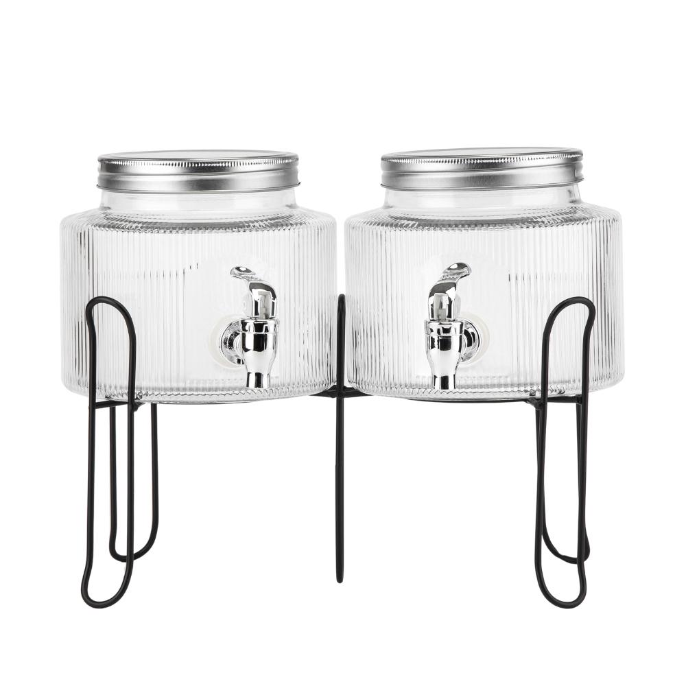 Набор из 2 лимонадниц с краном на металлической подставке Эликсир бодрости 2,5 л (9227-004)