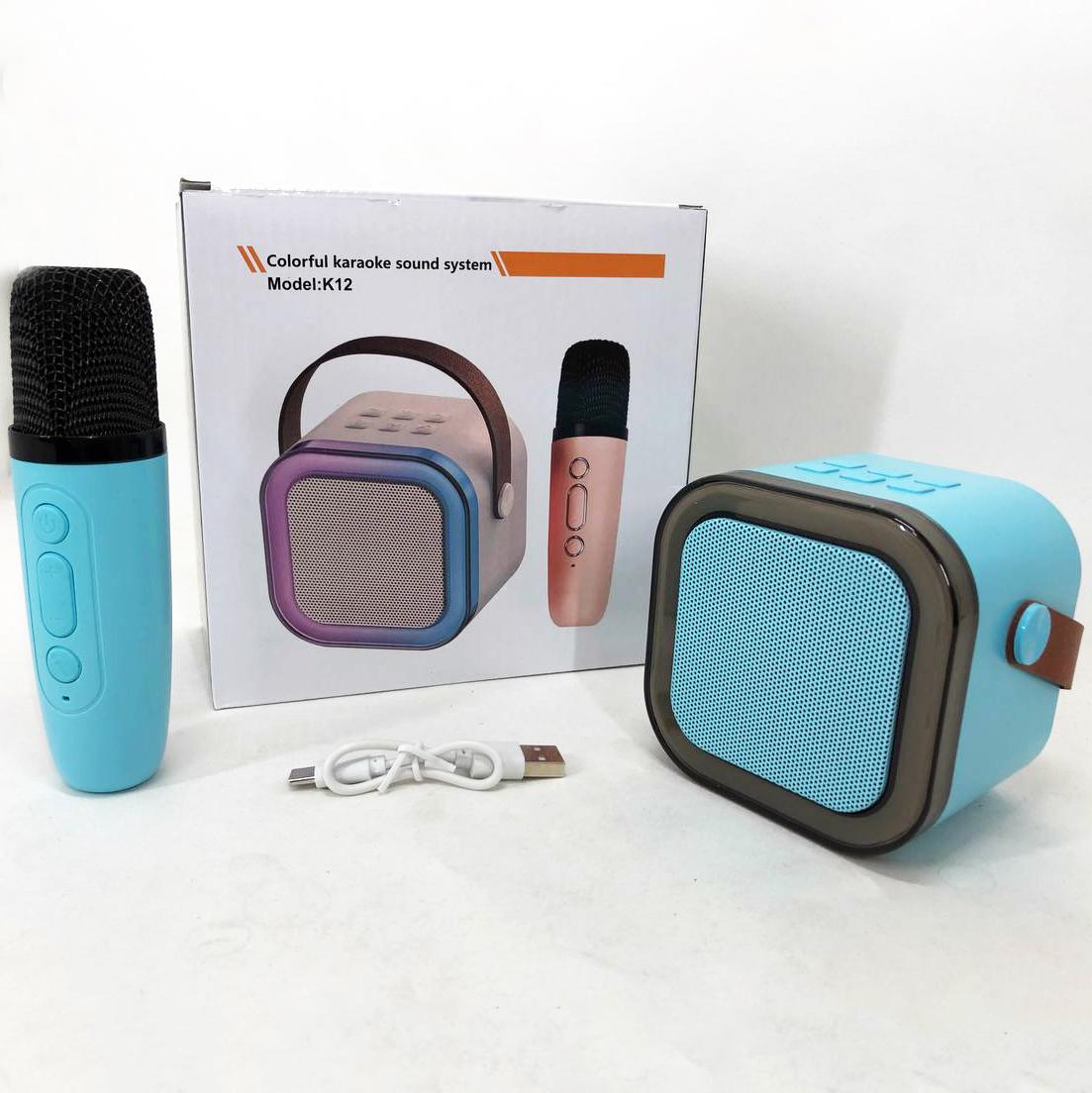 Портативна колонка з караоке мікрофоном та RGB підсвічуванням K12 10W Bluetooth Блакитний - фото 9 Портативна колонка з караоке мікрофоном та RGB підсвічуванням K12 10W Bluetooth Блакитний - фото 9