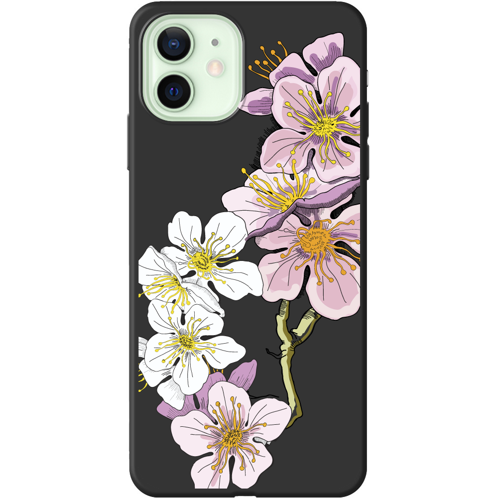 Чохол Boxface iPhone 12 Cherry Blossom Чорний силікон (41161-cc4-41089)