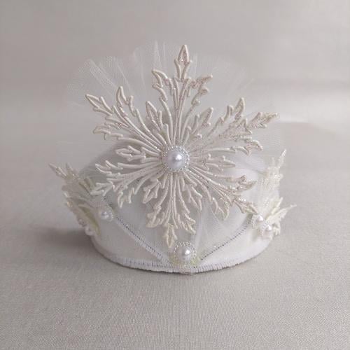 Обруч на голову новогодний/карнавальный Снежинка из фоамирана ручной работы Белый (210101)
