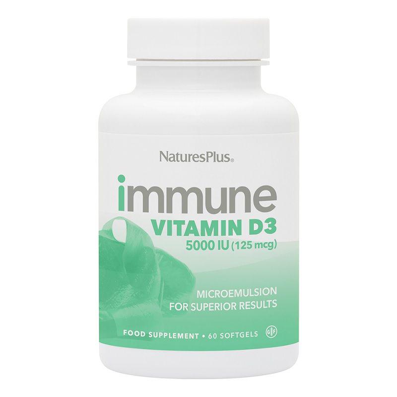 Вітамін D3 Natures Plus Immune Vitamin D3 125 mcg 5,000 IU 60 Softgels