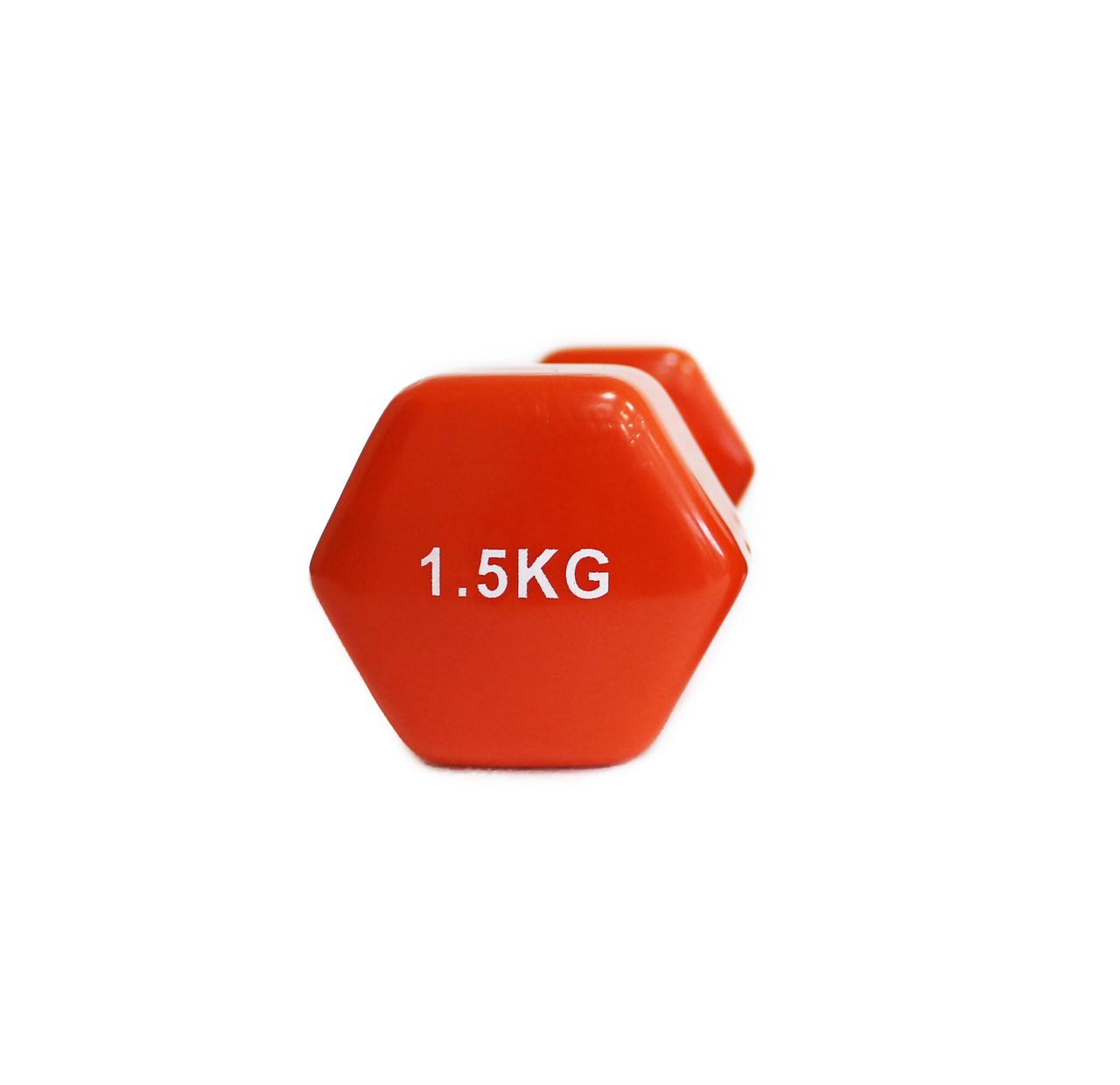 Гантель для фитнеса Generation Fitness с виниловым покрытием 1,5 кг Orange (FF51D3A-1.5kg) - фото 3