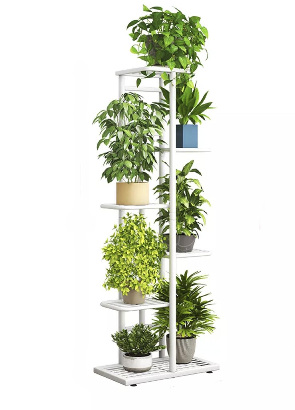 Полиця-підставка для рослин та квітів на 6 полиць Echoice CVT-6P з коліщатками Білий (3214121)