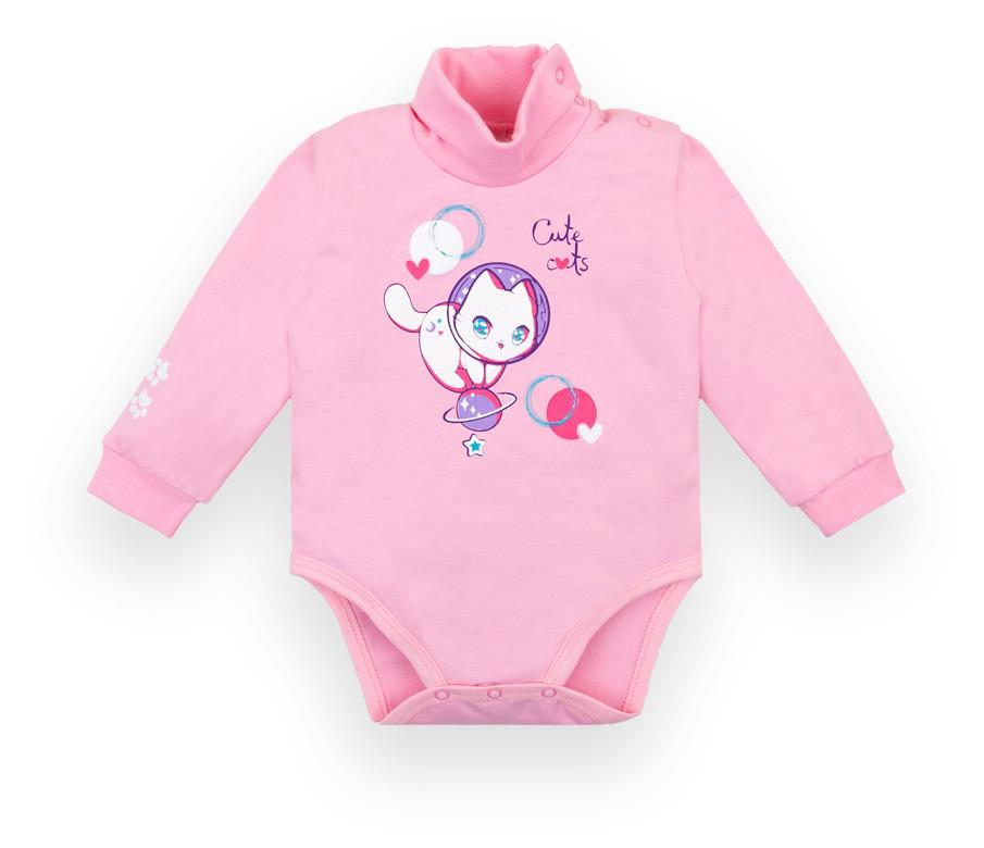 Боди детское хлопковое для девочки на кнопках Gabbi BD-21-33-2 Мяусская 80 см Розовый (13076)