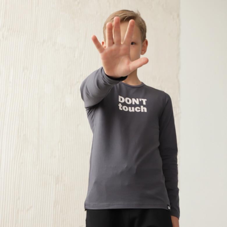 Лонгслів підлітковий для хлопчика GBI TEENS Don't touch 140 см Сірий (13752)
