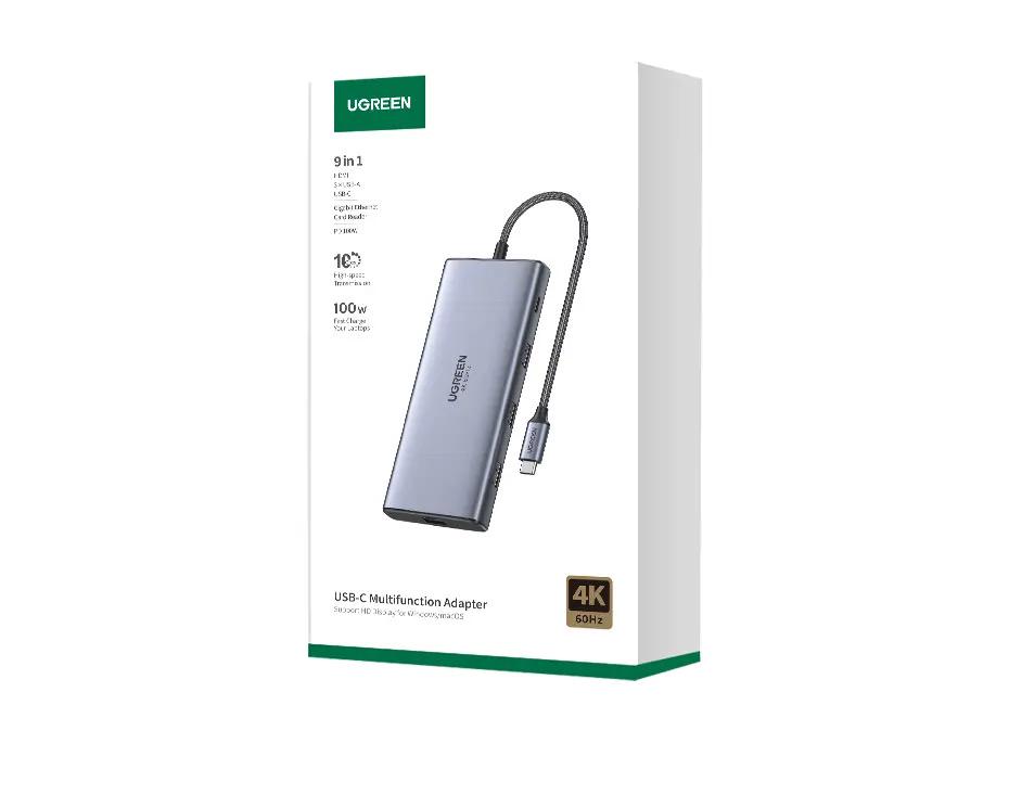 Концентратор UGREEN CM639 USB-C 9в1 USB 3.2/HDMI/PD100W/Ethernet/RJ45/SD/TF Сірий (15532) - фото 14