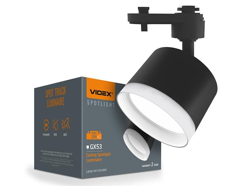 Светильник светодиодный трековый Videx VL-SPF17C-BP под лампу GX53 220-240V Черный (9525) Светильник светодиодный трековый Videx VL-SPF17C-BP под лампу GX53 220-240V Черный (9525)