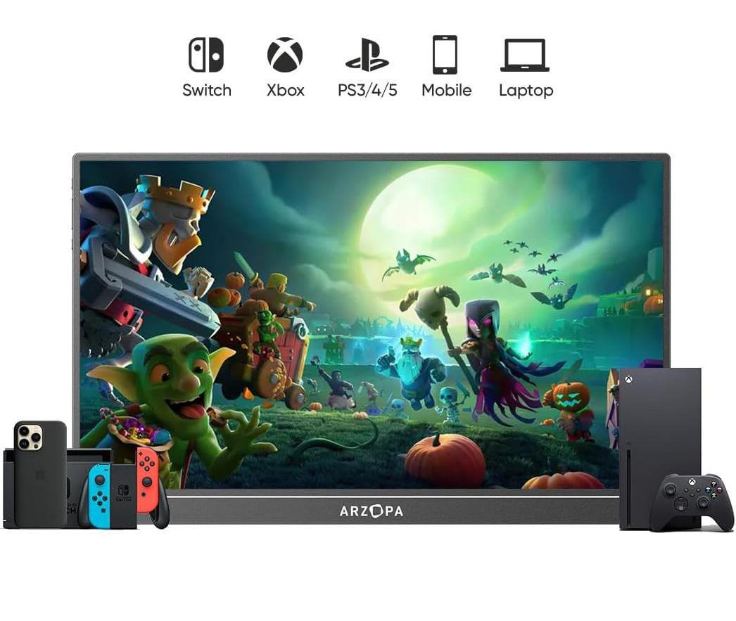 Монітор портативний ARZOPA 16.1" sRGB 1920×1080 FHD IPS підтримкою HDMI/Type-C/USB-C ігровий екран Eye-Care для ноутбука/ПК/Mac/PS3/4/5 /Xbox - фото 4 Монітор портативний ARZOPA 16.1" sRGB 1920×1080 FHD IPS підтримкою HDMI/Type-C/USB-C ігровий екран Eye-Care для ноутбука/ПК/Mac/PS3/4/5 /Xbox - фото 4