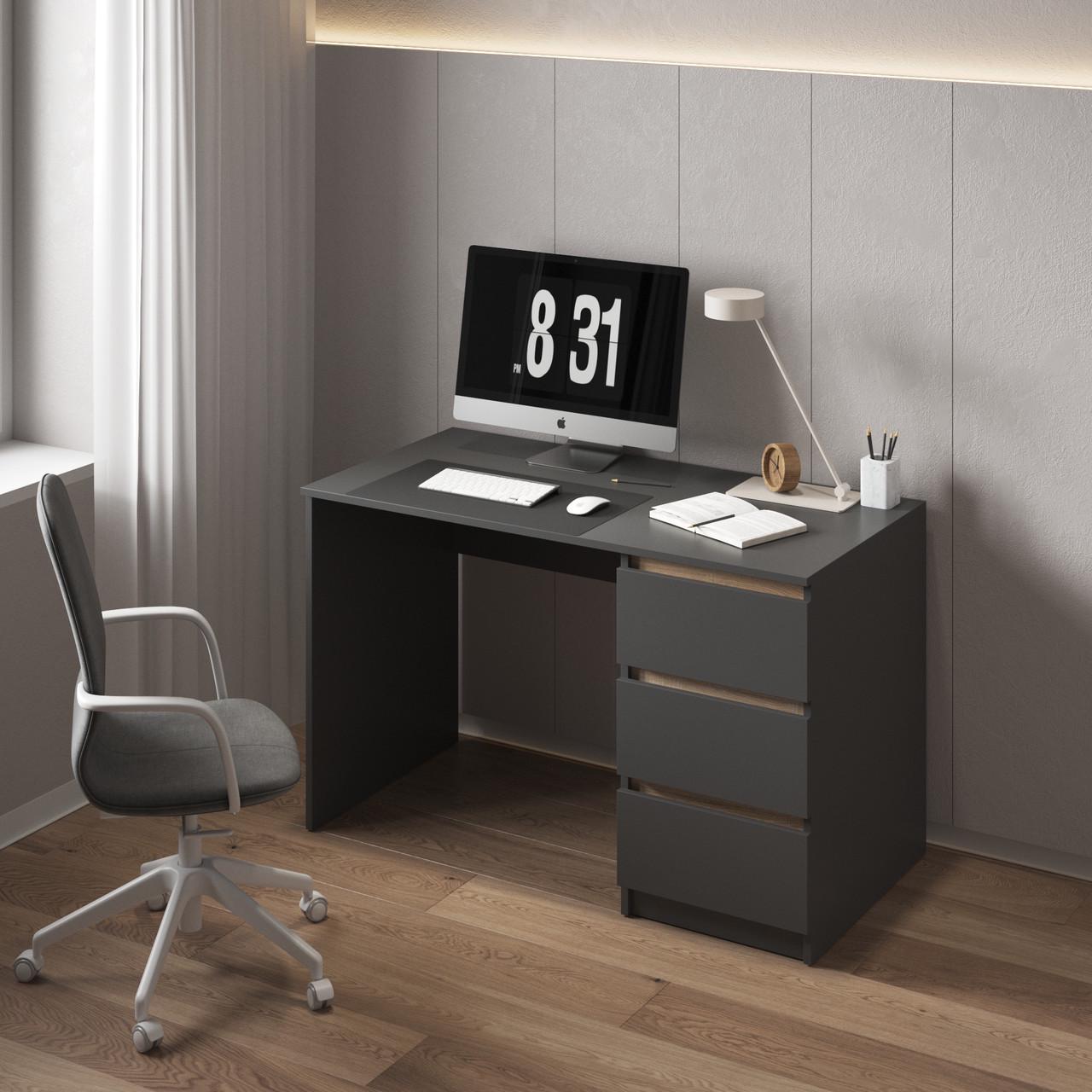 Стол компьютерный с тумбой Вайс R-1 1200х600х755 мм Антрацит-Дуб Сонома планки (30469192) - фото 1 Стол компьютерный с тумбой Вайс R-1 1200х600х755 мм Антрацит-Дуб Сонома планки (30469192) - фото 1