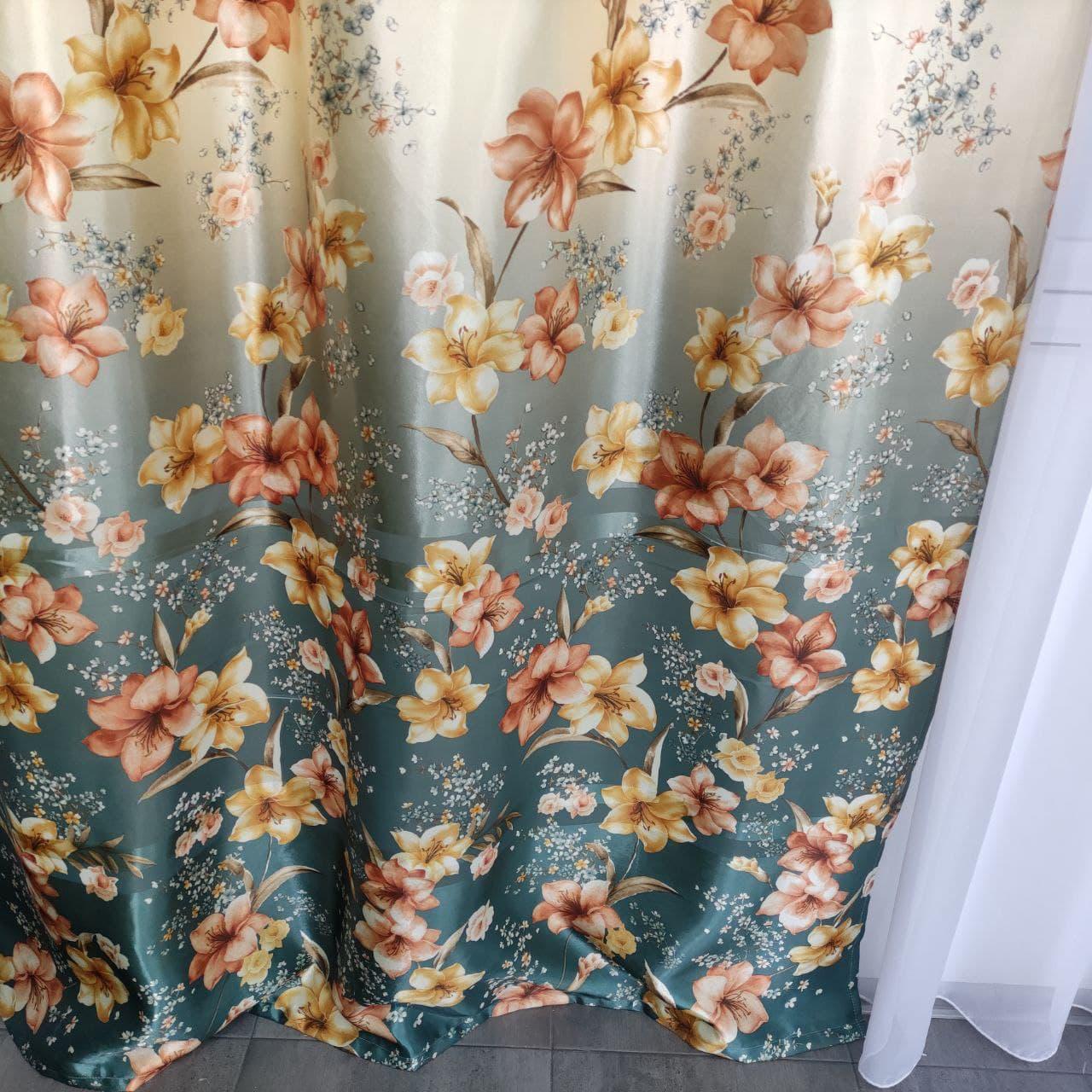 Штори ALBO з квітковим принтом 150x270 см 2 шт. Бірюзовий (SH-M650-4) - фото 6 Штори ALBO з квітковим принтом 150x270 см 2 шт. Бірюзовий (SH-M650-4) - фото 6