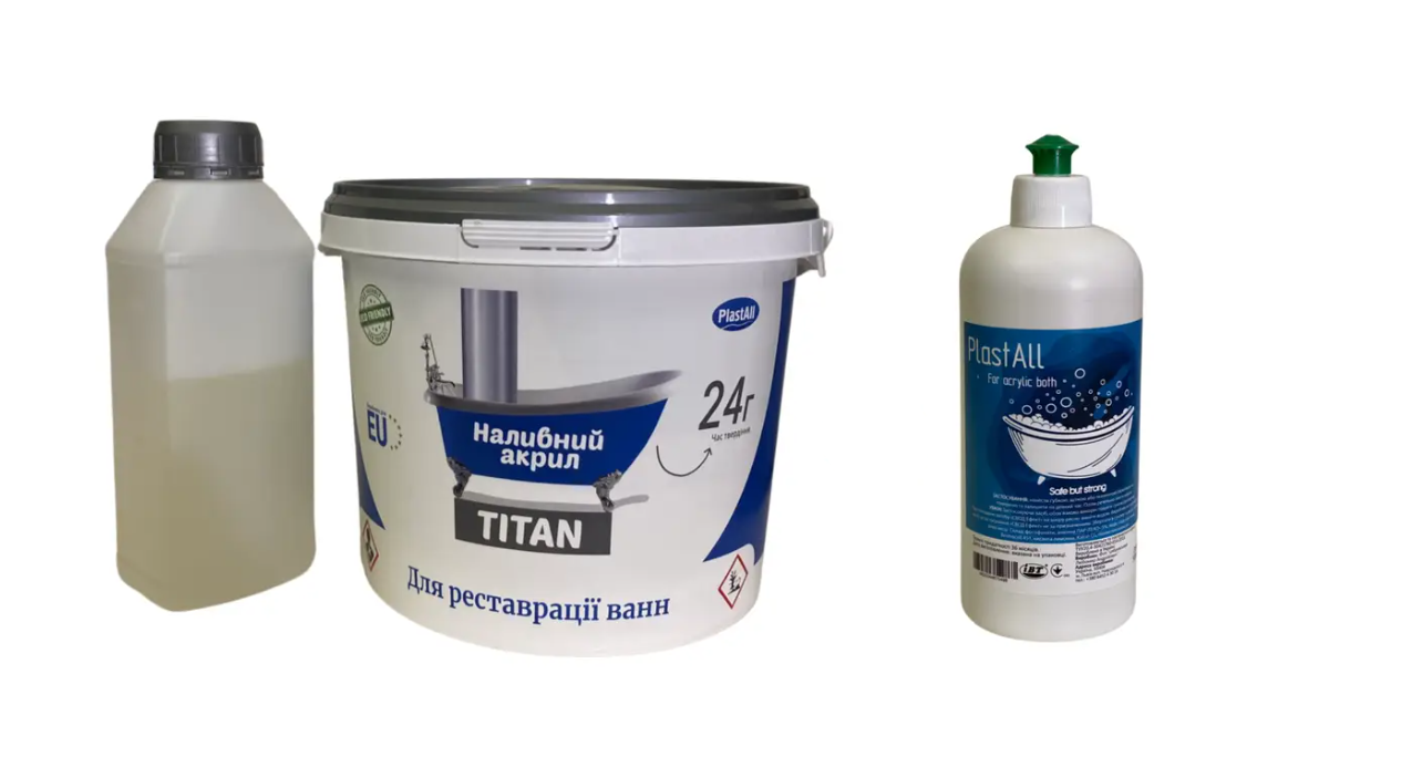 Акрил для ванн Plastall-Титан 1,2 ванны глянец Белый с моющим средством (23915799)