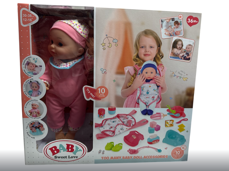 Пупс 4933 A-1 п’є та ходить до вбиральні знімний одяг горщик музичний чіп аксесуари та кенгуру з регульованими лямками в коробці 32 см