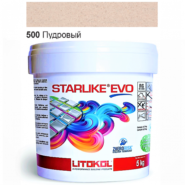 Затирка для плитки Litokol Starlike EVO 500 двухкомпонентная эпоксидная 5 кг Пудровый - фото 2