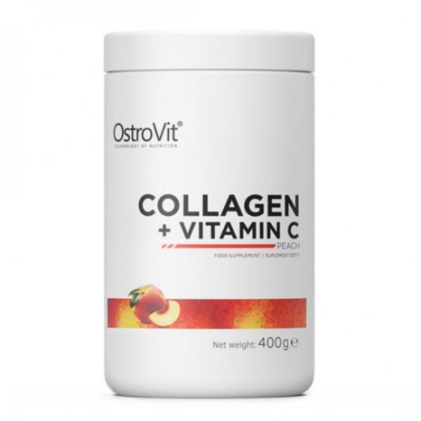 Хондропротектор (для спорту) OstroVit Collagen And Vitamin C 400 g /40 servings/ Peach - фото 1