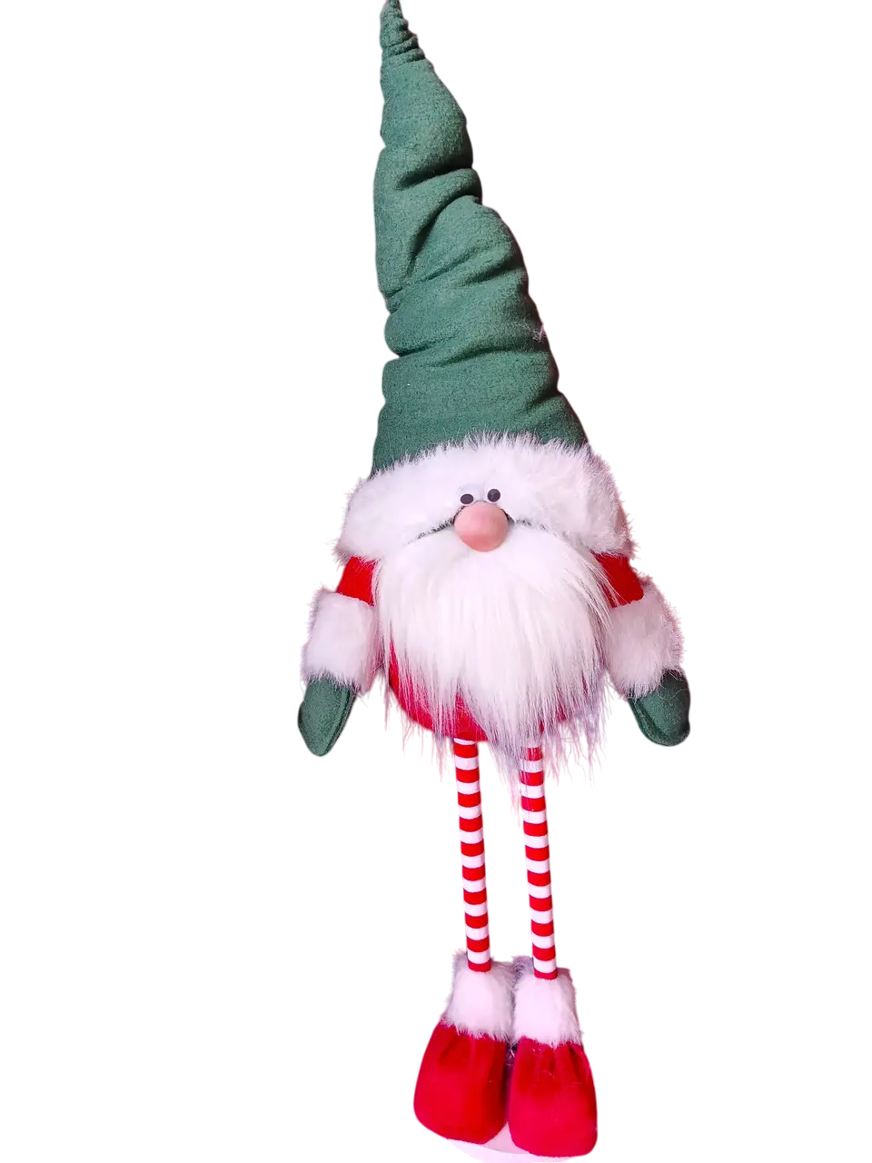Новорічна іграшка під ялинку "Санта-Клаус Скандинавський" з трикотажу 85 см Зелено-червоний (150-41-Гном №14)